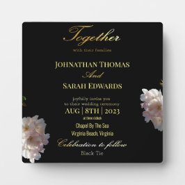 黒と金ゴールドフォーマルの卓上プレートとイーゼル フォトプラーク