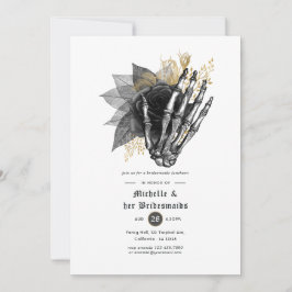 黒と金ゴールドフローラゴシック様式の花嫁の昼食会 招待状