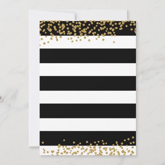 黒と金ゴールドブランチとバブリー招待状 招待状 (裏面)