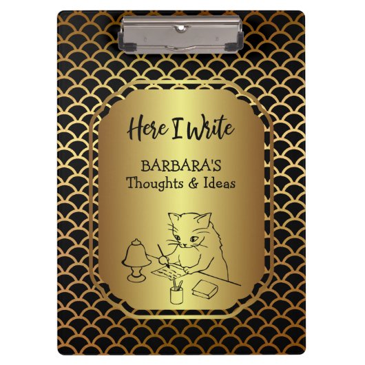 黒と金ゴールドホタテ書ルのアイディア クリップボード (正面)