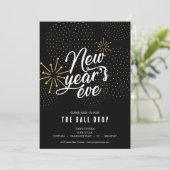 黒と金ゴールドボール落とし大晦日パーティー 招待状 (スタンド正面)