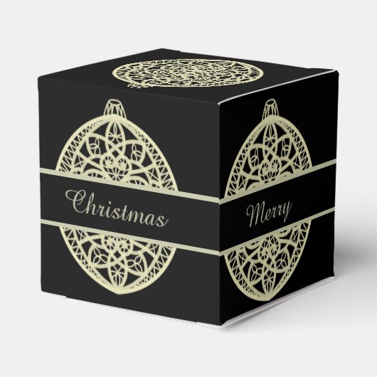 黒と金ゴールドボー華美ブルメリークリスマス フェイバーボックス (裏面サイド)