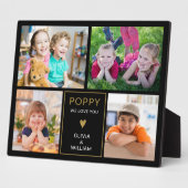 黒と金ゴールドポピー私たちはあなたを愛する4写真コラージュ フォトプラーク (側面)