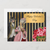 黒と金ゴールドマリーアントワネットバレンタイン シーズンポストカード (正面/裏面)