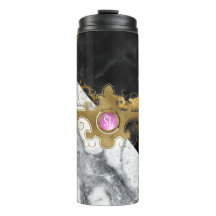 黒と金ゴールドマーブルジェムストーンモノグラム