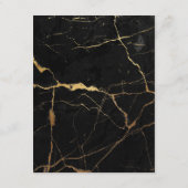 黒と金ゴールドマーブルデザイン結婚ズ エンクロージャーカード (裏面)