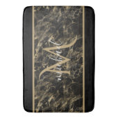 黒と金ゴールドマーブルモノグラムエレガントラグジュアリー バスマット (正面縦)