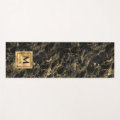 黒と金ゴールドマーブルモノグラムエレガントラグジュアリー ヨガマット (正面(横))