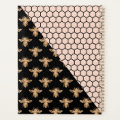 黒と金ゴールドミツバチとピンクハニカムモノグラム プランナー手帳 (裏面)