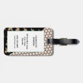 黒と金ゴールドミツバチとピンクハニカムモノグラム ラゲッジタグ (裏面横)