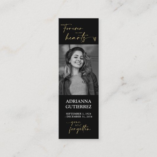 黒と金ゴールドミニマル台本写真追悼詩 スキニー名刺 (正面)