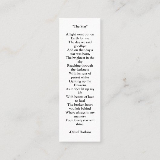 黒と金ゴールドミニマル台本写真追悼詩 スキニー名刺 (裏面)