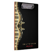 黒と金ゴールドミュージックノートデザイン赤アクセント クリップボード (右)