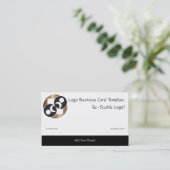 黒と金ゴールドムーンプラネットロゴ 名刺 (スタンド正面)