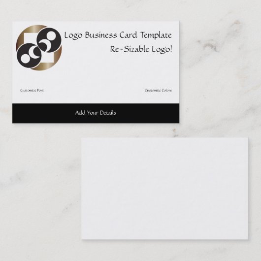 黒と金ゴールドムーンプラネットロゴ 名刺 (正面/裏面)