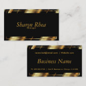 黒と金ゴールドメタリック対角ストライプ 名刺 (正面/裏面)