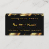 黒と金ゴールドメタリック対角ストライプ 名刺 (裏面)