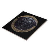 黒と金ゴールドメドゥーサウォールタイルとギリシャ鍵 タイル (側面)