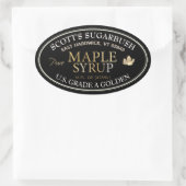 黒と金ゴールドメープルシロップと金ゴールドリーフ 楕円形シール (バッグ)