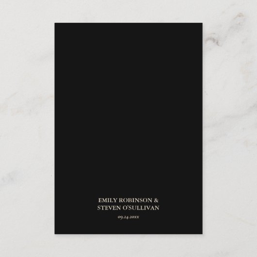 黒と金ゴールドモダンのエレガントな結婚式詳細 エンクロージャーカード (裏面)