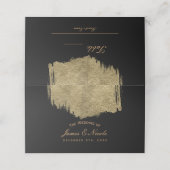 黒と金ゴールドモダンのブラシテーブル番号 プレイスカード (外部開封)