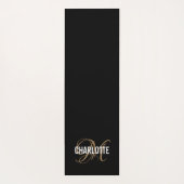 黒と金ゴールドモダンのモノグラム名ヨガマット ヨガマット (裏面)