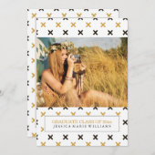 黒と金ゴールドモダンの卒業招待状 招待状 (正面/裏面)