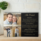 黒と金ゴールドモダンの多くの結婚写真の折り畳み 招待状