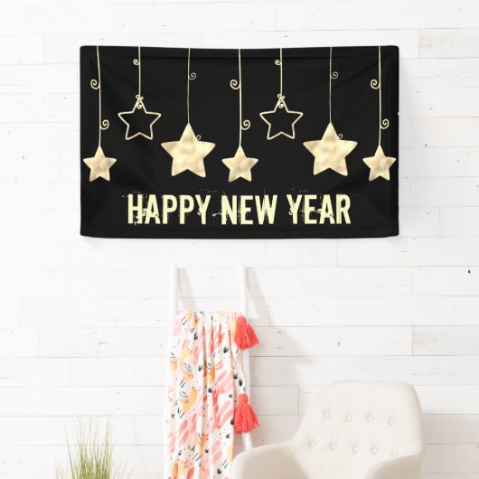 黒と金ゴールドモダンの大晦日パーティー 横断幕 (インサイチュ)