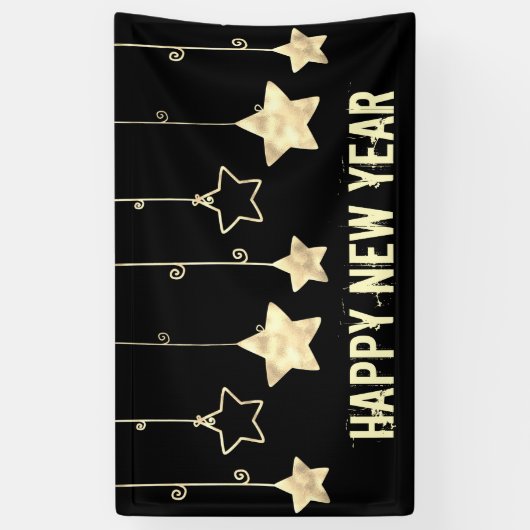黒と金ゴールドモダンの大晦日パーティー 横断幕 (縦)