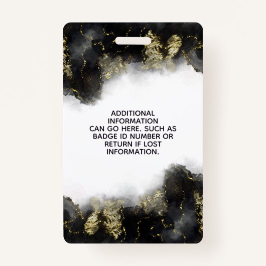 黒と金ゴールドモダンの水色ID バッジ (裏面)