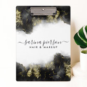 黒と金ゴールドモダンの液体水カラーインク クリップボード