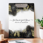 黒と金ゴールドモダンの液体水カラーインク クリップボード