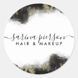 黒と金ゴールドモダンの液体水カラーインク ラウンドシール