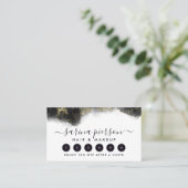 黒と金ゴールドモダンの液体水カラーインク ロイヤリティカード (スタンド正面)