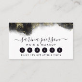 黒と金ゴールドモダンの液体水カラーインク ロイヤリティカード (正面)