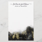 黒と金ゴールドモダンの液体水カラーインク 便箋 (裏面)