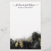 黒と金ゴールドモダンの液体水カラーインク 便箋 (正面)