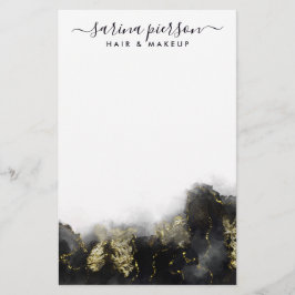 黒と金ゴールドモダンの液体水カラーインク 便箋