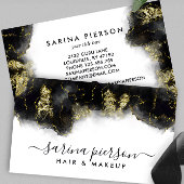 黒と金ゴールドモダンの液体水カラーインク 名刺