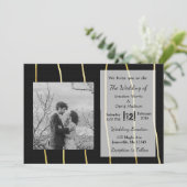 黒と金ゴールドモダンの結婚式招待状 招待状 (スタンド正面)