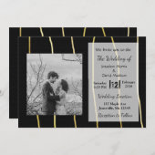 黒と金ゴールドモダンの結婚式招待状 招待状 (正面/裏面)