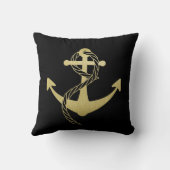 黒と金ゴールドモダンの航海の枕 クッション (裏面)
