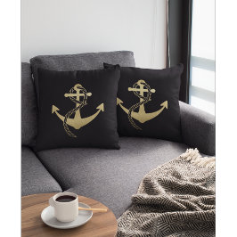 黒と金ゴールドモダンの航海の枕 クッション