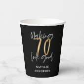 黒と金ゴールドモダンの70歳の誕生パーティー 紙コップ (裏面)