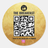 黒と金ゴールドモダンのInstagram Qrコード ラウンドシール (正面)