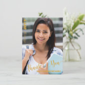 黒と金ゴールドモダンのPhoto Scriptハート大学院 サンキューカード (スタンド正面)