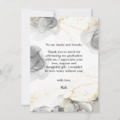 黒と金ゴールドモダンのPhoto Scriptハート大学院 サンキューカード (裏面)