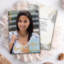 黒と金ゴールドモダンのPhoto Scriptハート大学院 サンキューカード