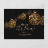 黒と金ゴールドモダンメリークリスマスカード ポストカード (正面)